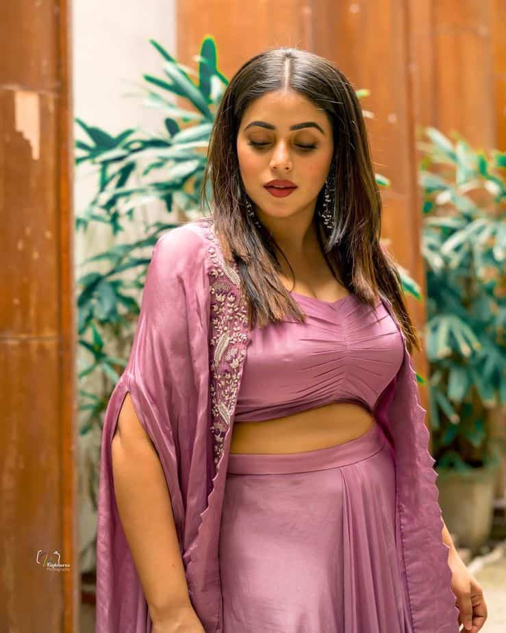 Actress poorna hot photos in purple varied modern dress