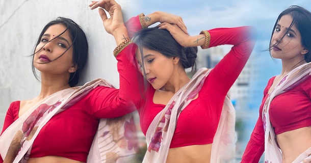 Actress sakshi agarwal hot photos in white netted saree