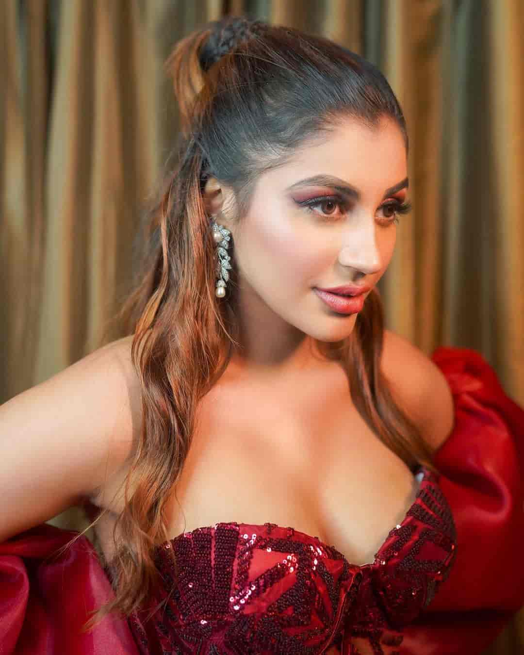 Actress yashika anandh glamour photos in red hot dress