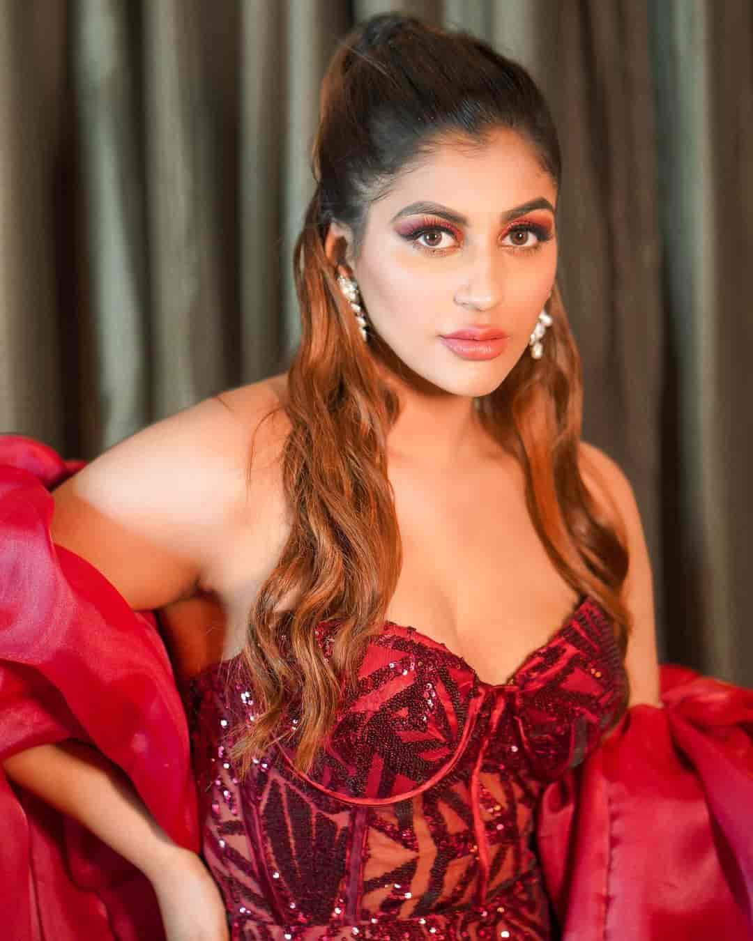 Actress yashika anandh glamour photos in red hot dress