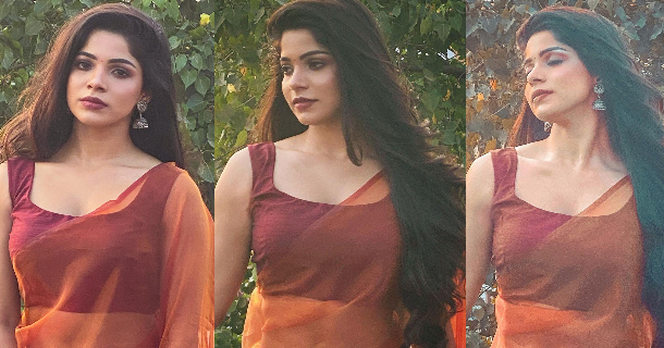 Actress divyabharathi hot photos in saree showing shape and structure
