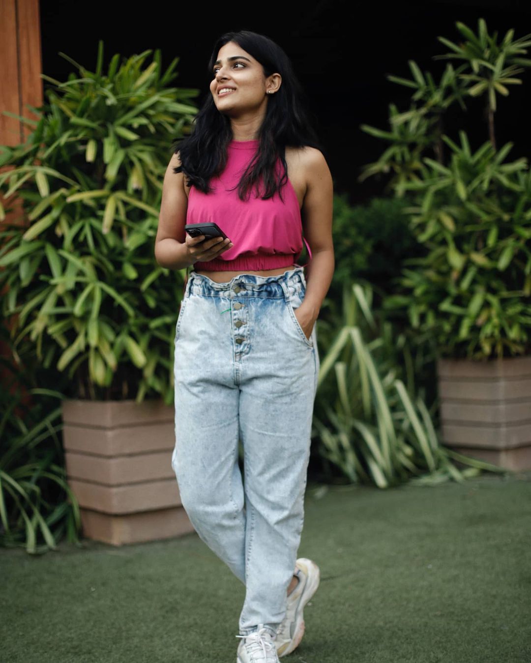 Actress anagha hot photos in pink glamour modern dress