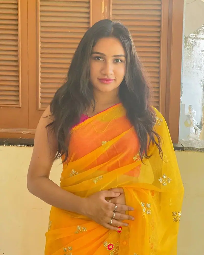 Actress raveena daha hot photos in yellow saree viral