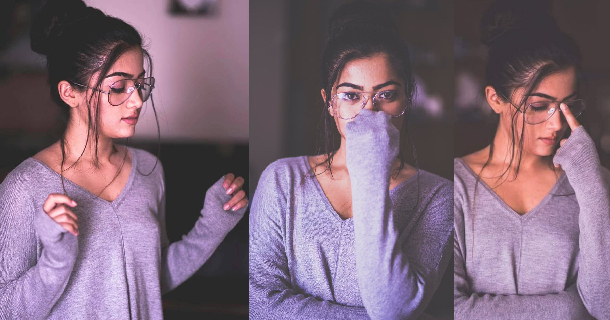 Rashmika mandanna photoshoot in golden colour saree