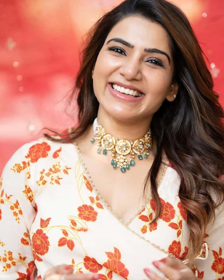 Actress samantha hot photos in orange full dress