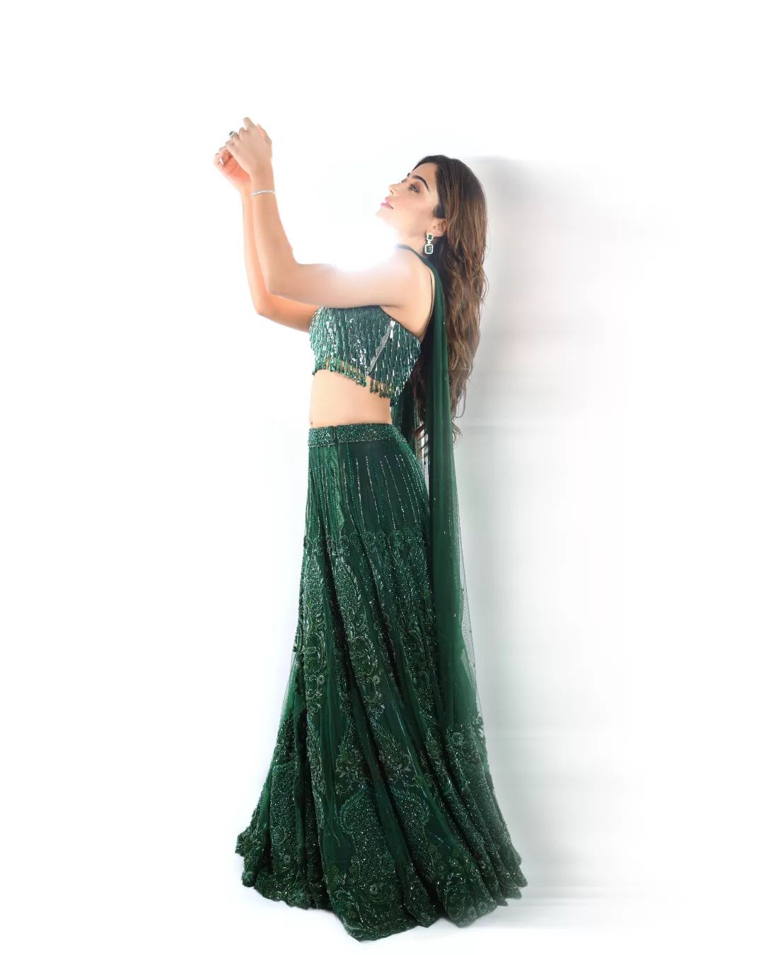 Actress rashmika mandanna hot photos in green lehenga dress