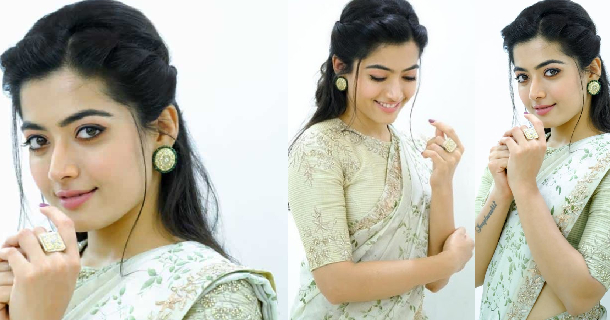 Actress rashmika mandanna hot photos in green lehenga dress