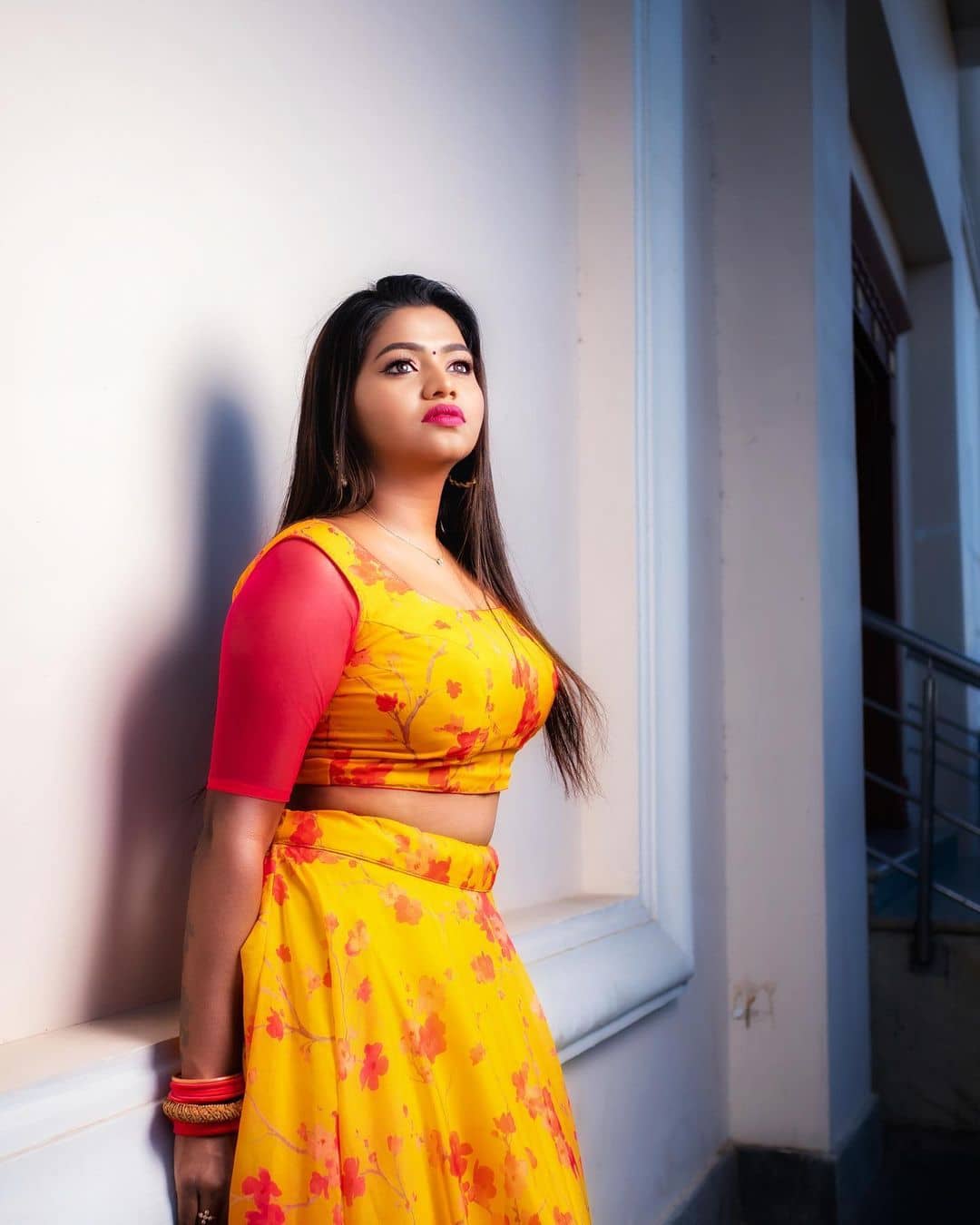 Actress shalu shammu hot photos in yellow coloured lehenga dress viral