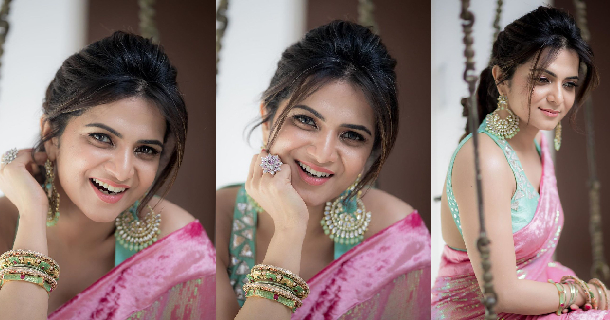 Vj divyadharshini hot photos in traditional saree goes viral