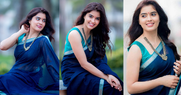 Actress amritha aiyer hot latest photos in black large gown