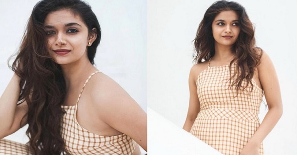 Actress keerthy suresh photoshoot in rare antique type dress