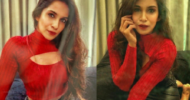 Samyuktha shan posing red grand lehenga dress goes viral