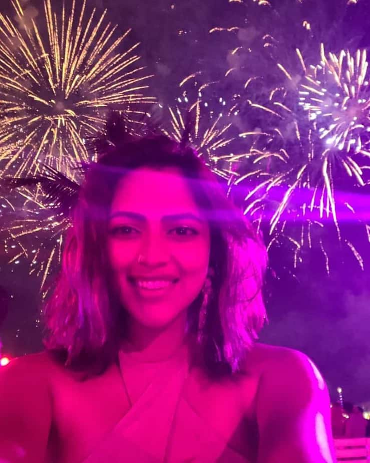 Amala paul photos in hot modern dress celebration mode