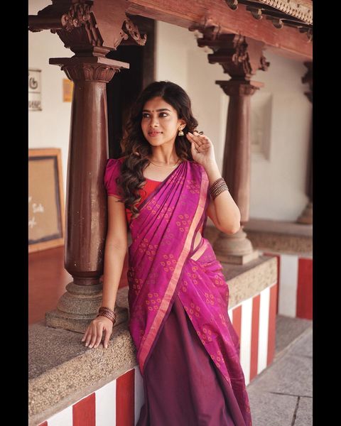 Dushara vijayan traditional photoshoot in half saree