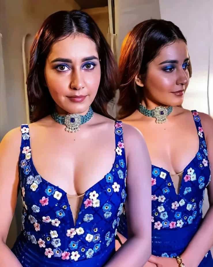 Rashi khanna deep open neck dress hot show