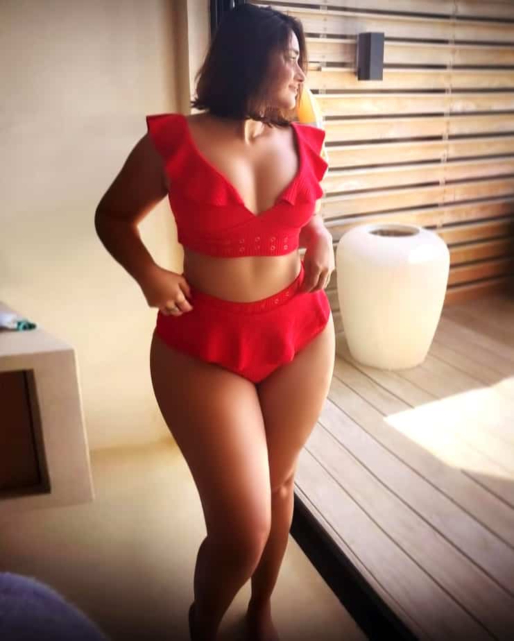 Ileana d cruz posing in red bikini dress posing hot viral