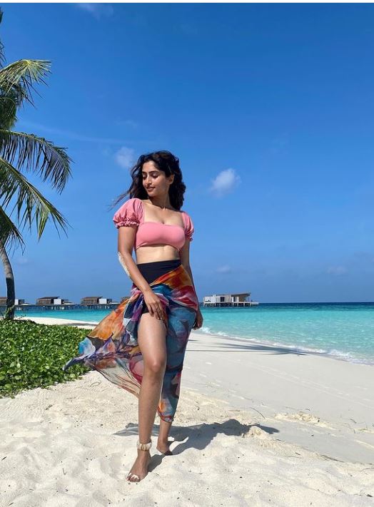Reba monica john posing hot in two piece dress with her husband