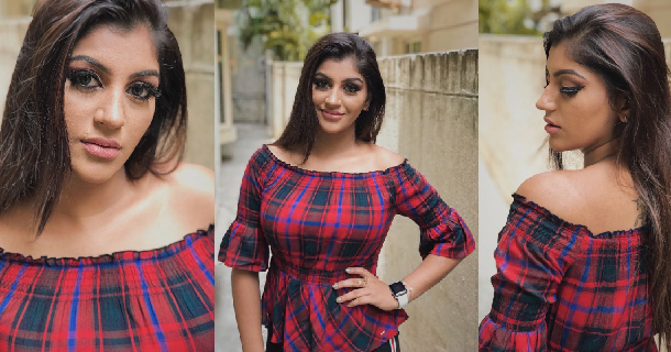 Yashika anandh hot photos in one sided sleeve dress trending on social media