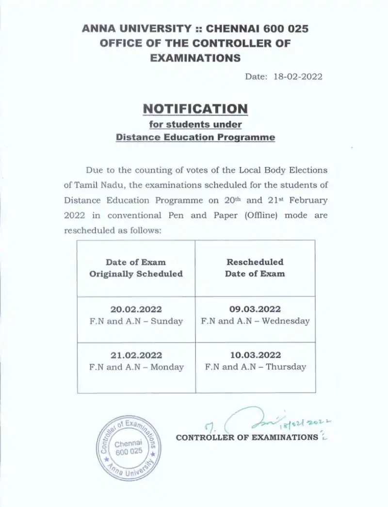 Au postponed semester exam dates due to local body election