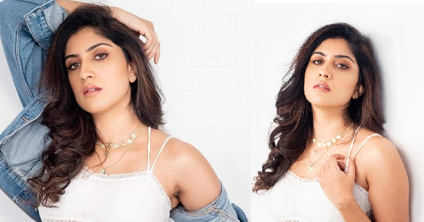 Dhanya balakrishna showing v shape deep neck open photos