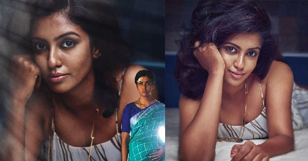 Roshini haripriyan in black shirt showing short hip gap photos