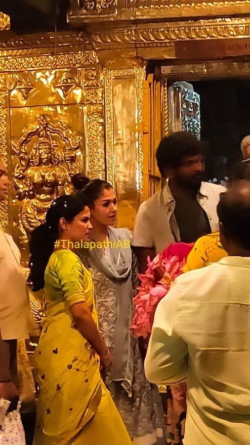 Nayanthara vignesh shivan visits kaligambal temple photos with chennai mayor