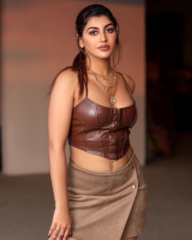 Yashika anandh latest photoshoot in brown colour dress