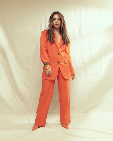 Tamanna bhatia orange suit hot photos impressing fans