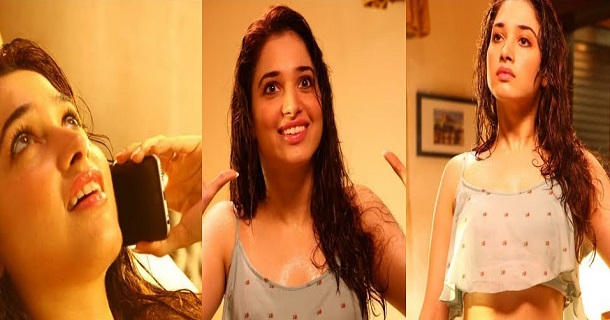 Tamanna rides cycle in hot bikini dress