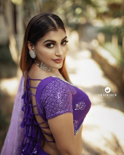 Yashika anandh latest hot purple lehenga photos