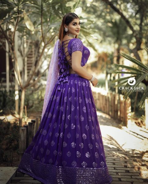 Yashika anandh latest hot purple lehenga photos