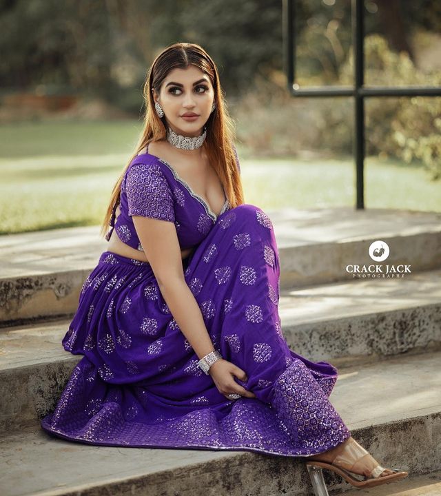 Yashika anandh hot lehenga bend down pose trending