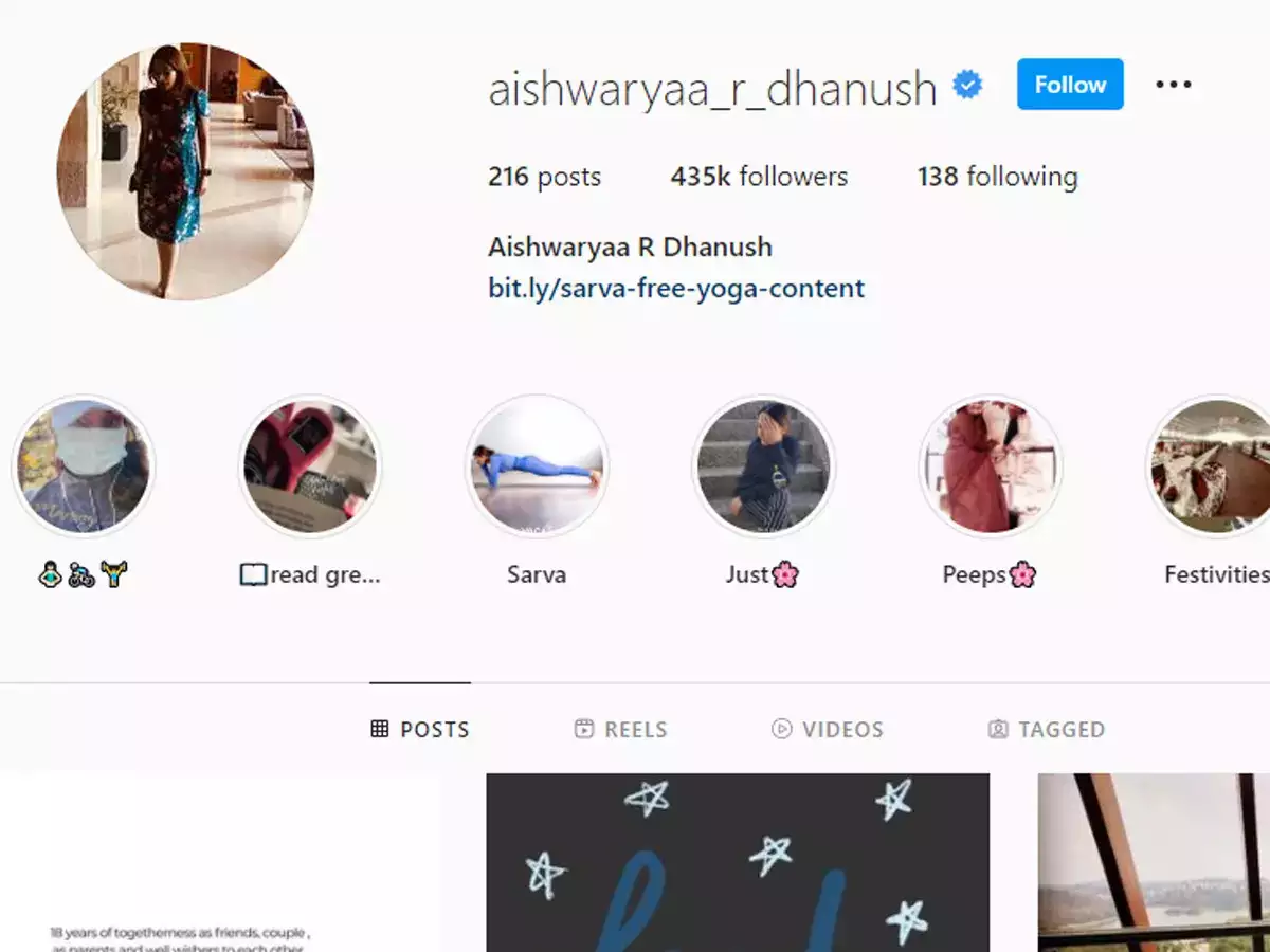 Aiswarya changes her surname from dhanush to rajinikanth in social media accounts