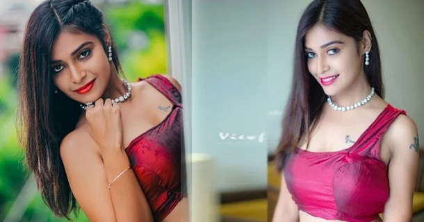 Dharsha gupta hot traditional half saree look