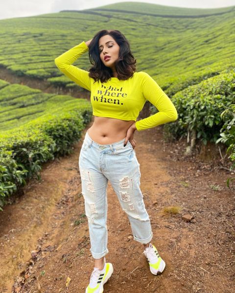 Raiza wilson hot navel show modern dress photos