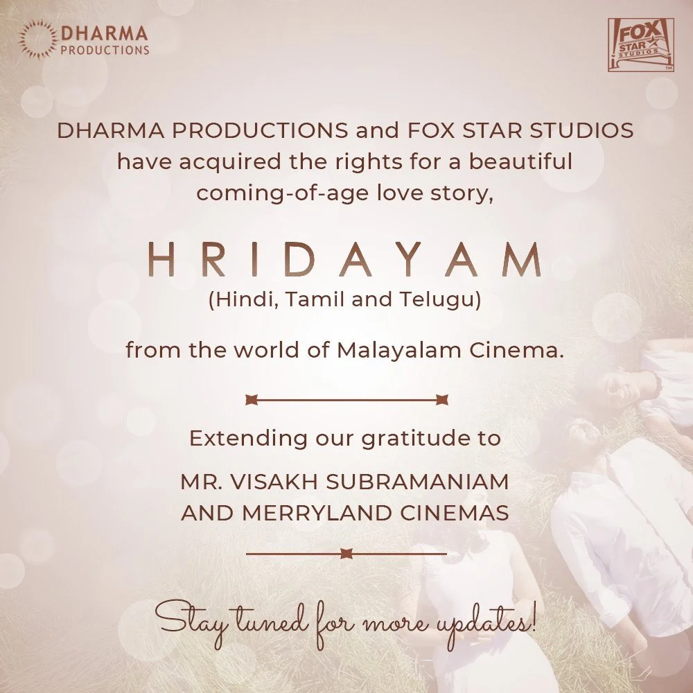 Fans favourite hridayam movie to remake in telungu, tamil and hindi languages soon