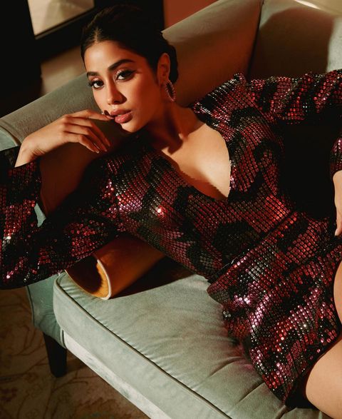 Janhvi kapoor hot latest photoshoot in low neck dress