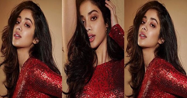 Janhvi kapoor hot latest photoshoot in low neck dress