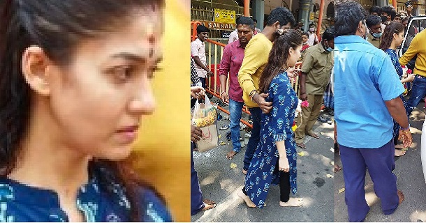 Vignesh shivan and nayanthara spotted in chennai mylapore temple