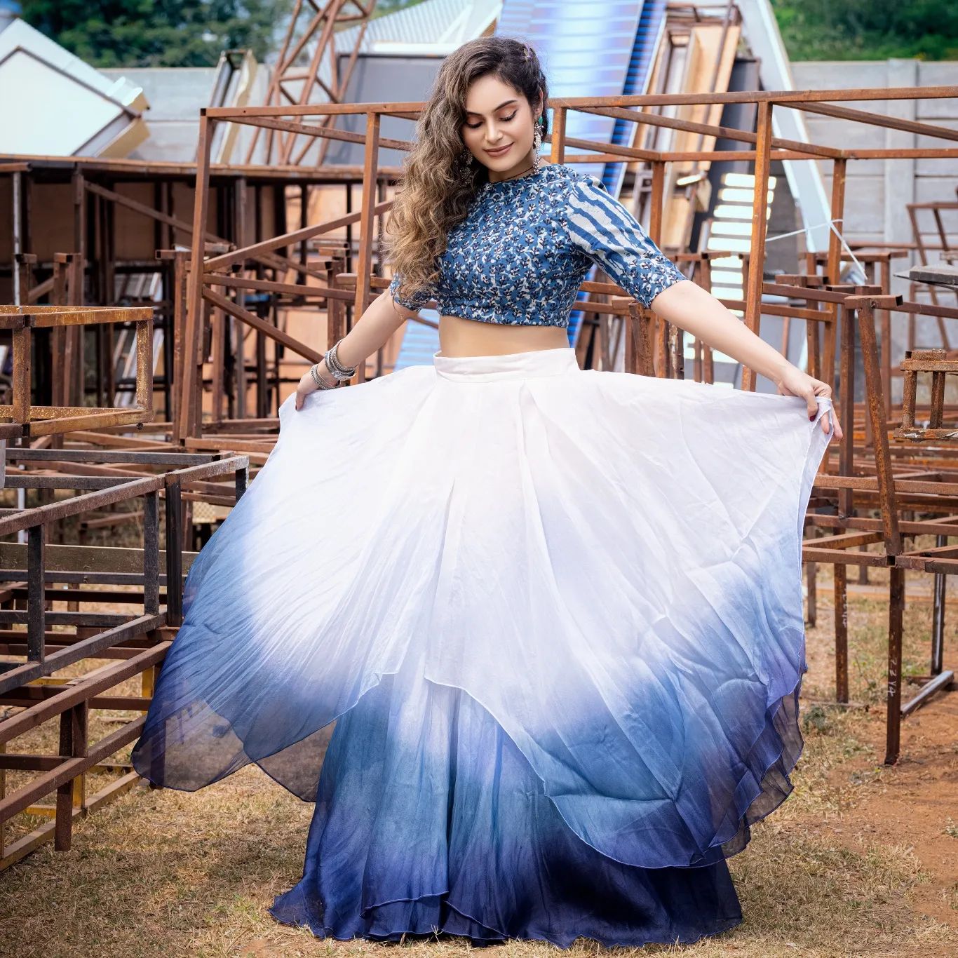 Shrutika arjun hot photos in modern crop top and skirt