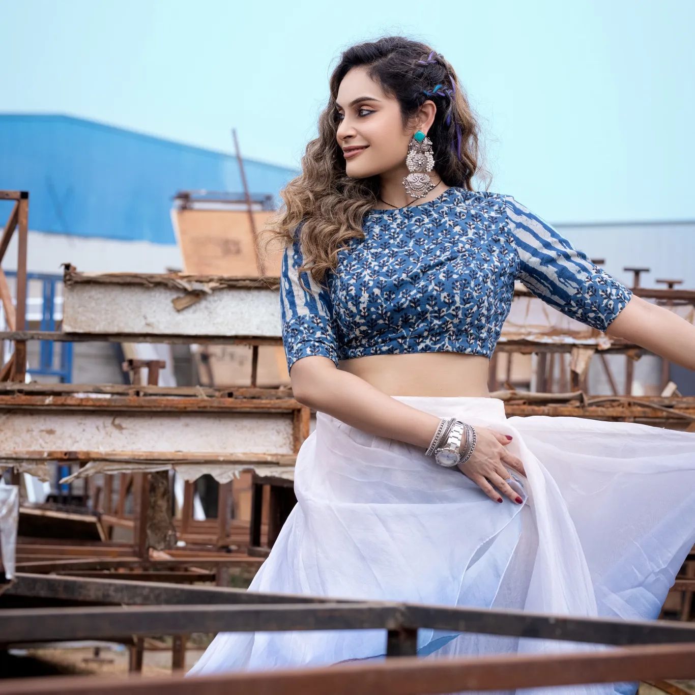 Shrutika arjun hot photos in modern crop top and skirt