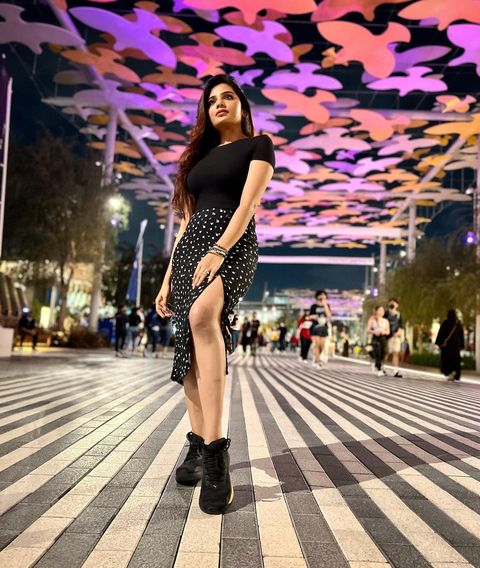 Aathmika hot latest look in bridal make up and modern dress