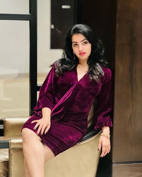 Malavika menon hot purple velvet dress showing glamour getting viral
