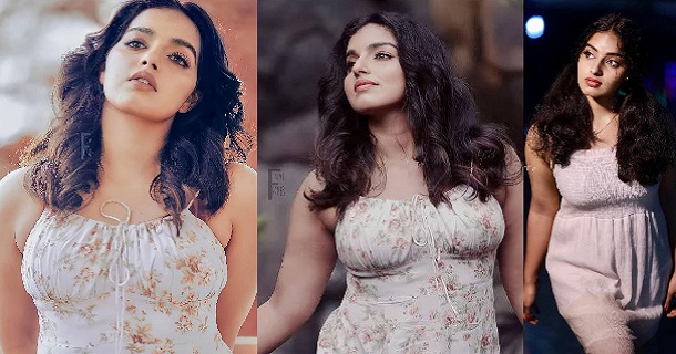 Malavika menon hot purple velvet dress showing glamour getting viral