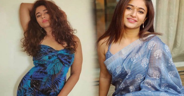 Poonam bajwa hot show in short gown low neck frock showing top angle