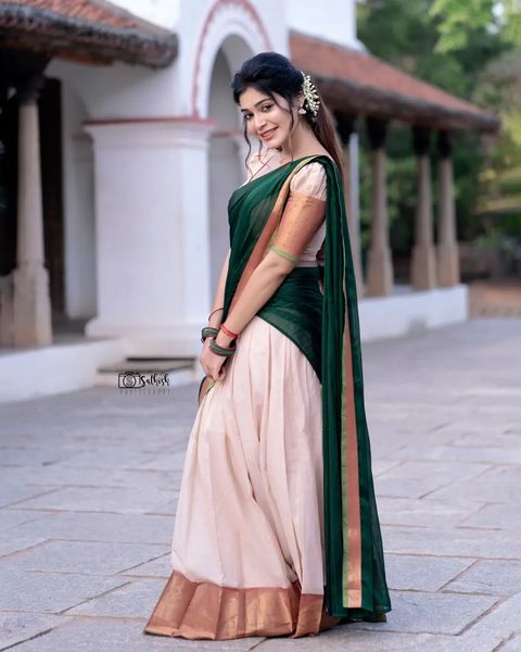 Dharsha gupta hot in half saree complete traditional impressing her followers