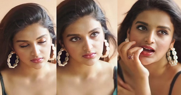 Nidhi agarwal hot photos in shining glamour short trouser