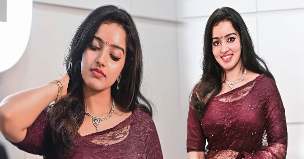 Malavika menon hot shape fit modern red dress stills