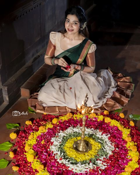 Dharsha gupta hot video in half saree for tamil new year