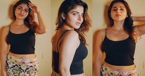 Iswarya menon hot photos in white transparent saree showing hip